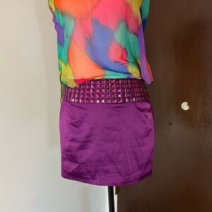 Vintage 2000s F 21 Purple Satin Mini Skirt